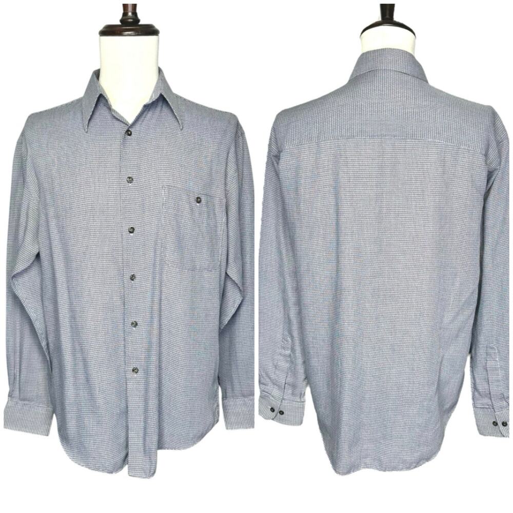 Yves Saint Laurent | Crosshatch Pattern Light Button Up Dress Shirt | Medium